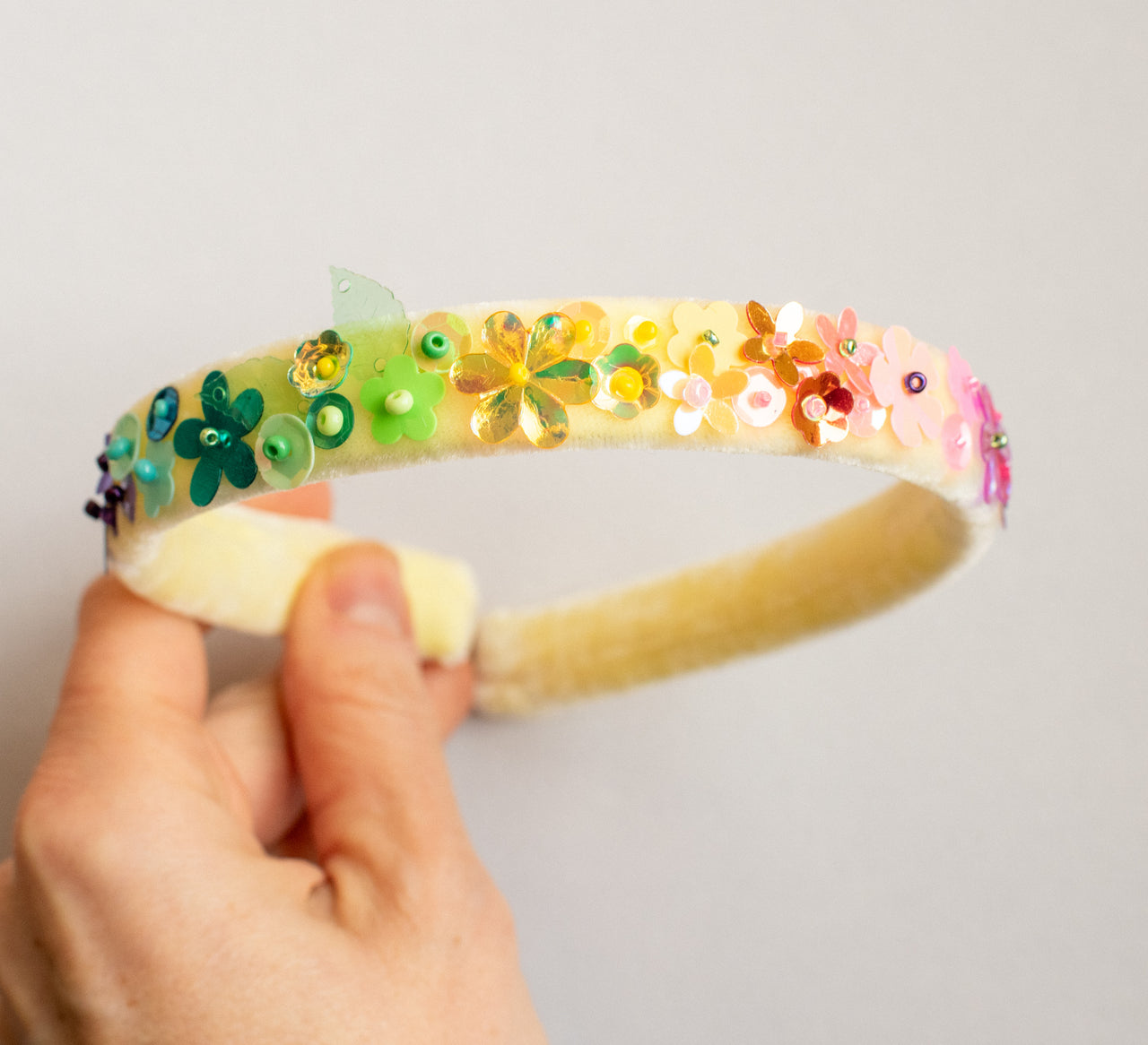 Rainbow Garden Yellow | Embellished Velvet Headbands