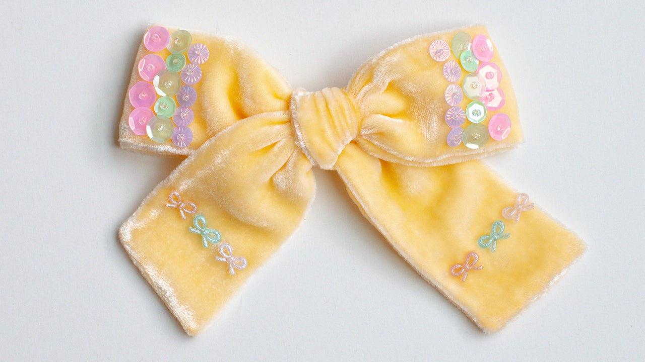 Embellished Butter Yellow | Velvet Bows