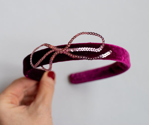 Amethyst with Sequin Bow | Velvet Headbands
