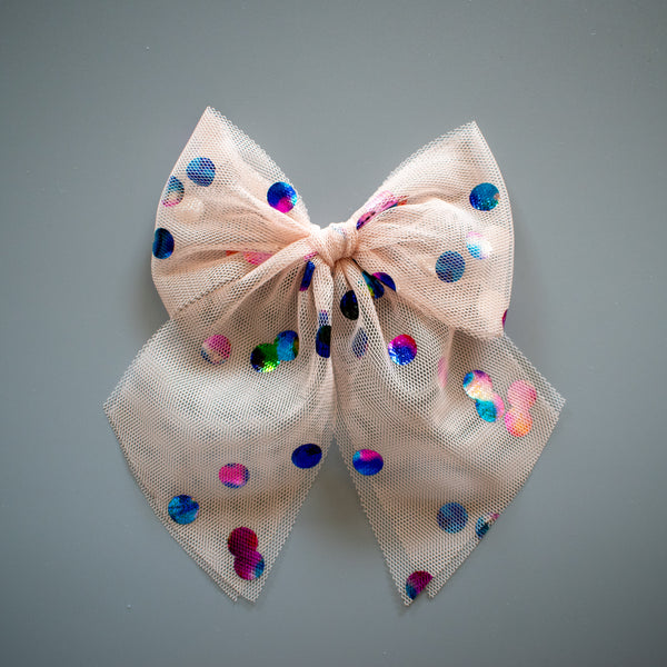 Rainbow Confetti | Beige Tulle