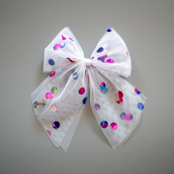 Rainbow Confetti | White Tulle