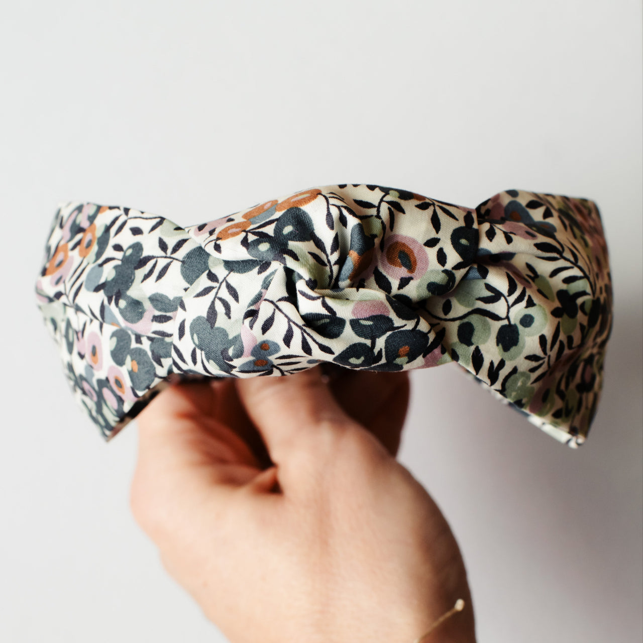 A floral patterned headband