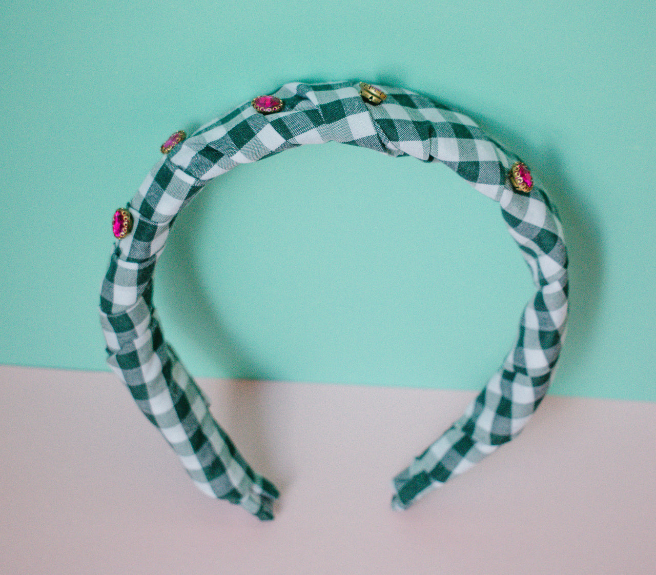 Forest Check with Jewels | Wraparound Headbands