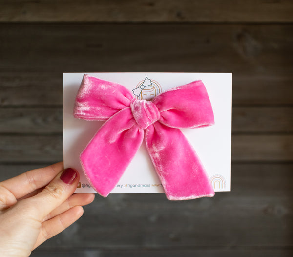 Pink Glow | Hand-dyed Velvet Bows & Headbands