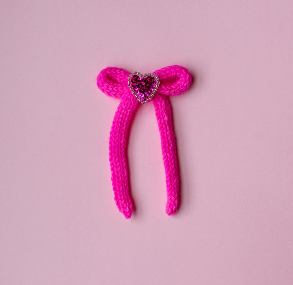 Neon Knit with Applique Hearts | sweater bows