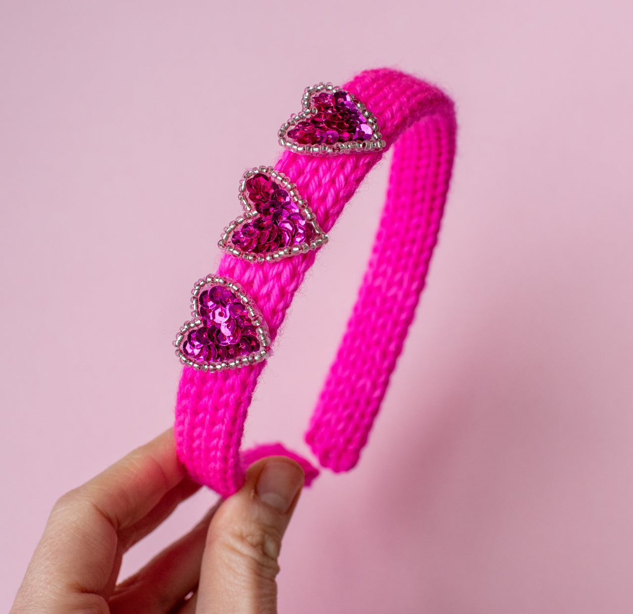 Neon Knit with Applique Hearts | sweater headbands