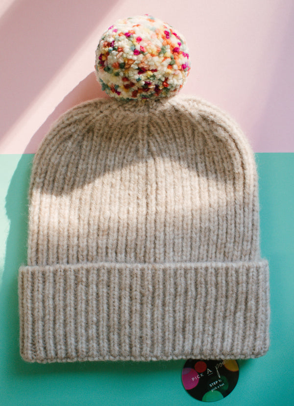 Oatmeal Pom Beanie
