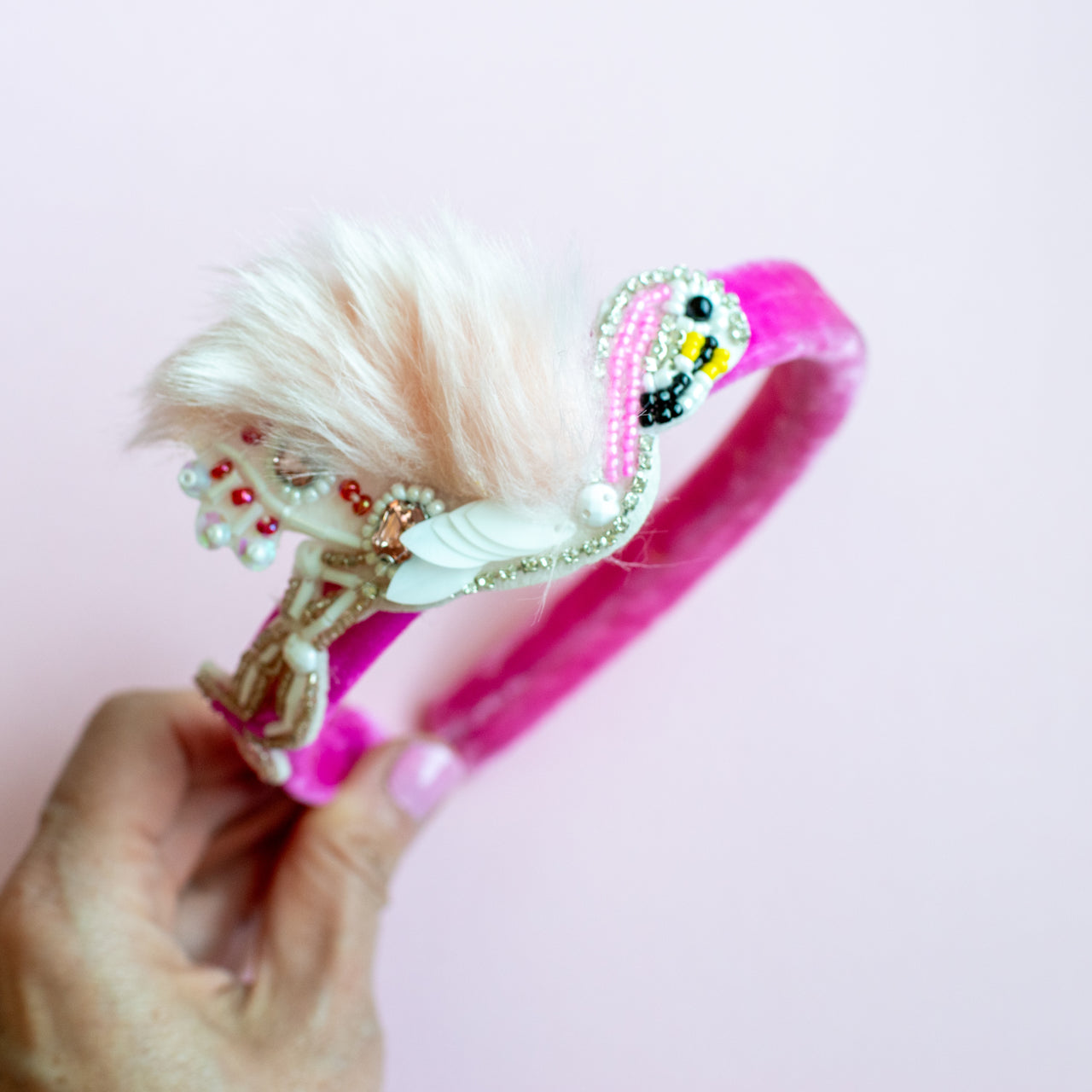 Flamingo on Hot Pink| Beaded Bird Headbands