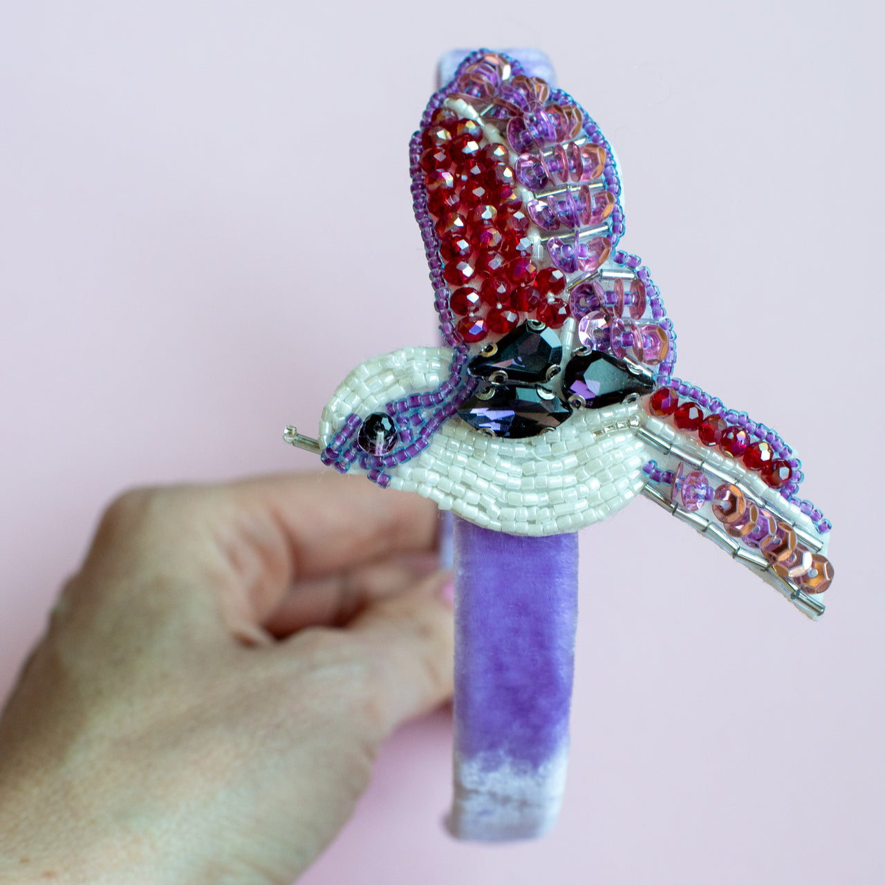 Purple Hummingbird | Beaded Bird Headbands