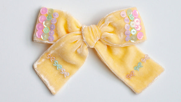 Embellished Butter Yellow | Velvet Bows