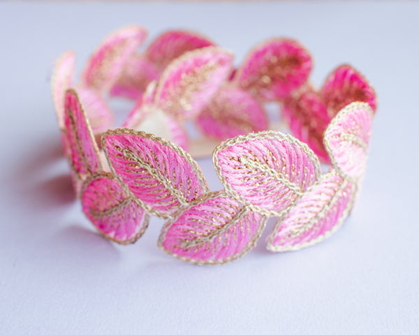 Pink Leaves | Soft Headbands