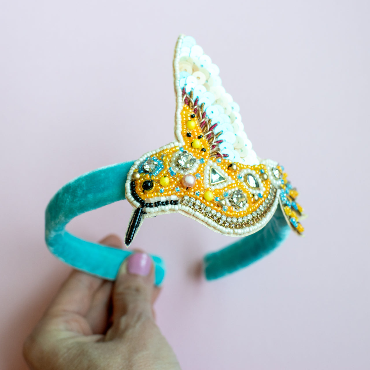 Hummingbird on Turquoise | Beaded Bird Headbands