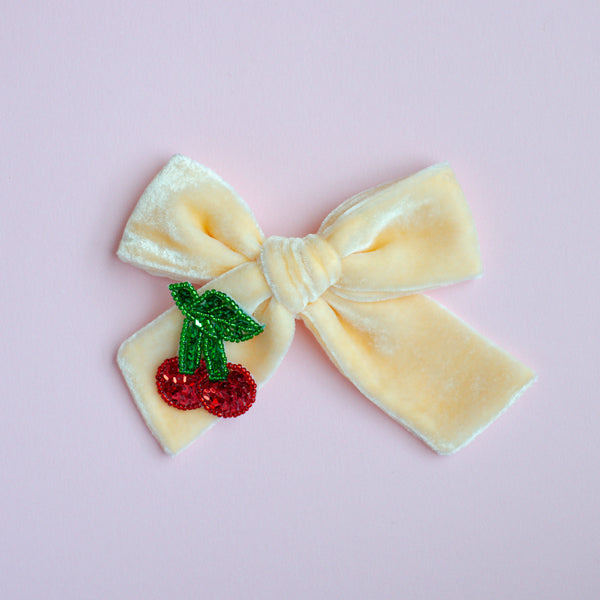 Butter Yellow with Cherry on Top | Velvet Bows