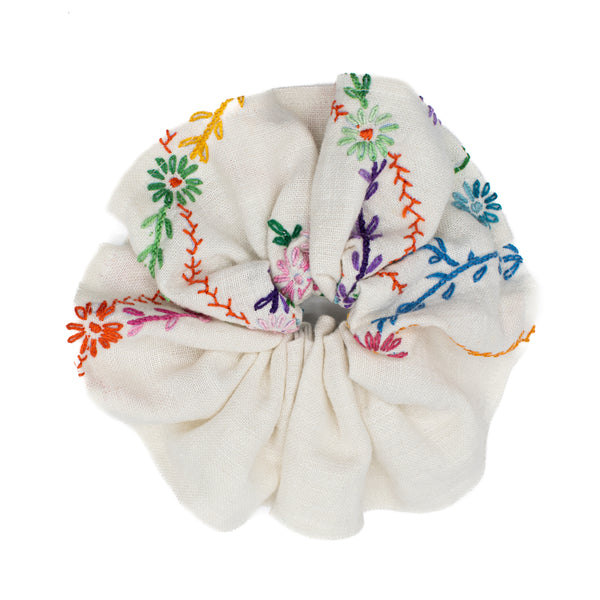 Meadow | Embroidered Linen Scrunchies