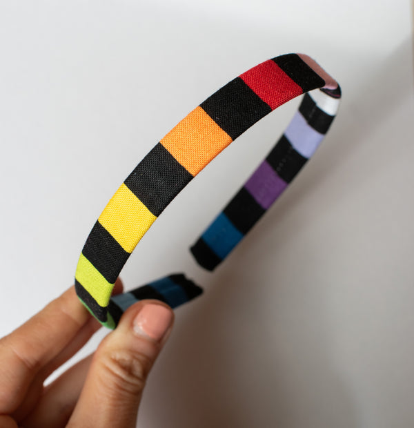 Black & Rainbow | vintage fabric headbands
