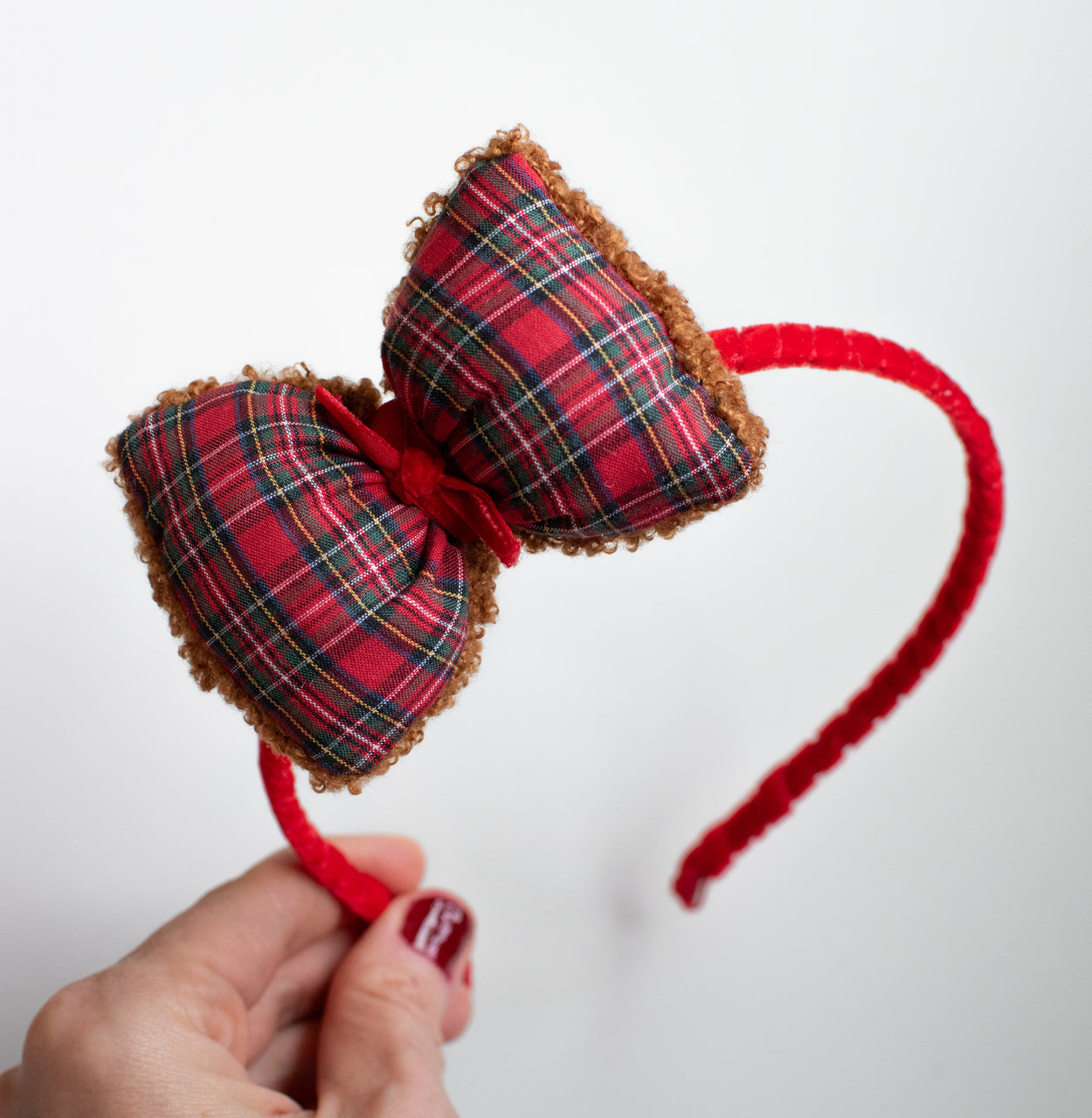 Red Plaid | Teddy Bear Headbands