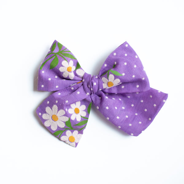 Purple Flocked Floral | Vintage Bows
