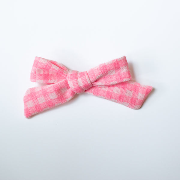Neon Pink Knit Check | Vintage Bows
