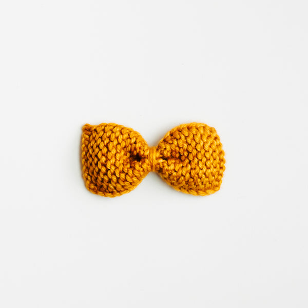 Knitted Newborn Bow - Mustard