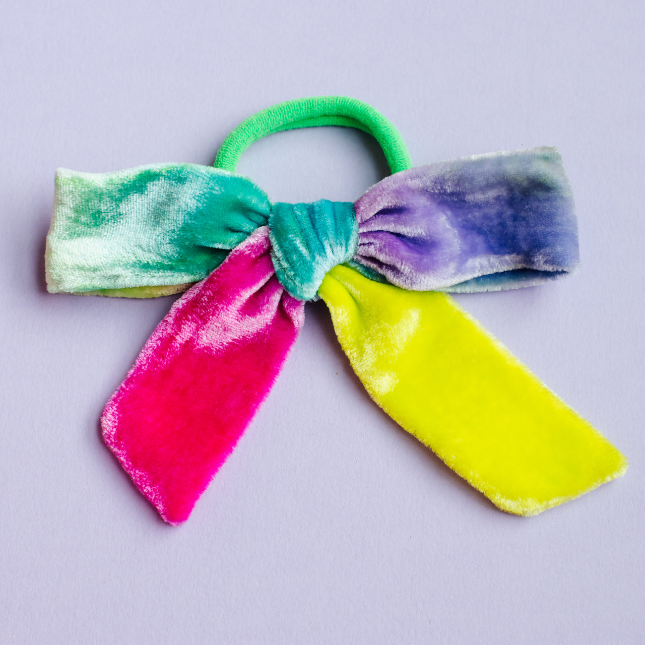 bright colors bow on seamless hair tie