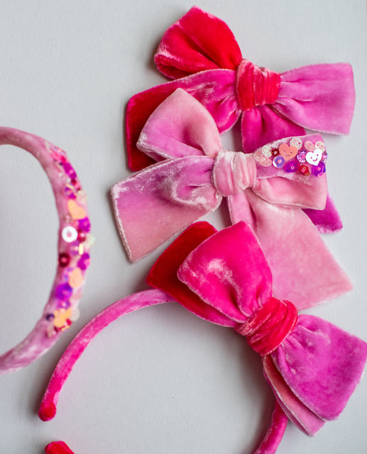 Earths & Pinks  Hand-Dyed Velvet Bows – Fig & Moss