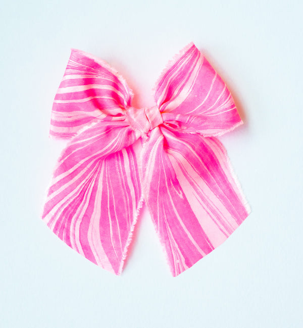 Neon Pink Marble | Silk Bows