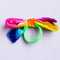 bright rainbow bow on seamless hair tie