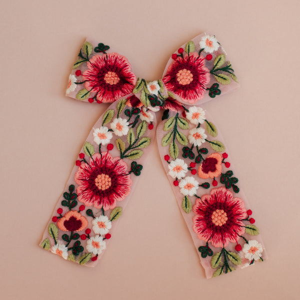 Fleur Red | embroidered tulle bows